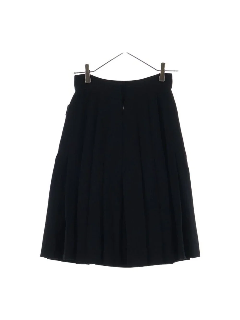 Chanel Flare Skirt Pleated Silk Black